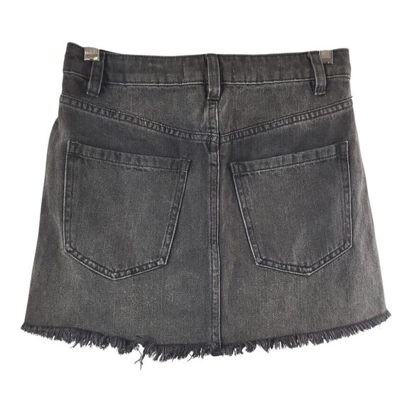 NEW We the Free Size 0 Black All Cotton Denim Mini Skirt Front Silver Zipper - Picture 5 of 12
